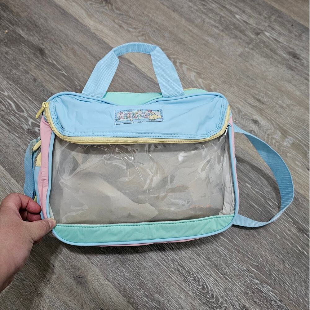 Baby Connection Diaper Bag Nylon Vintage Pastels 90s Green Pink Blue Yellow
